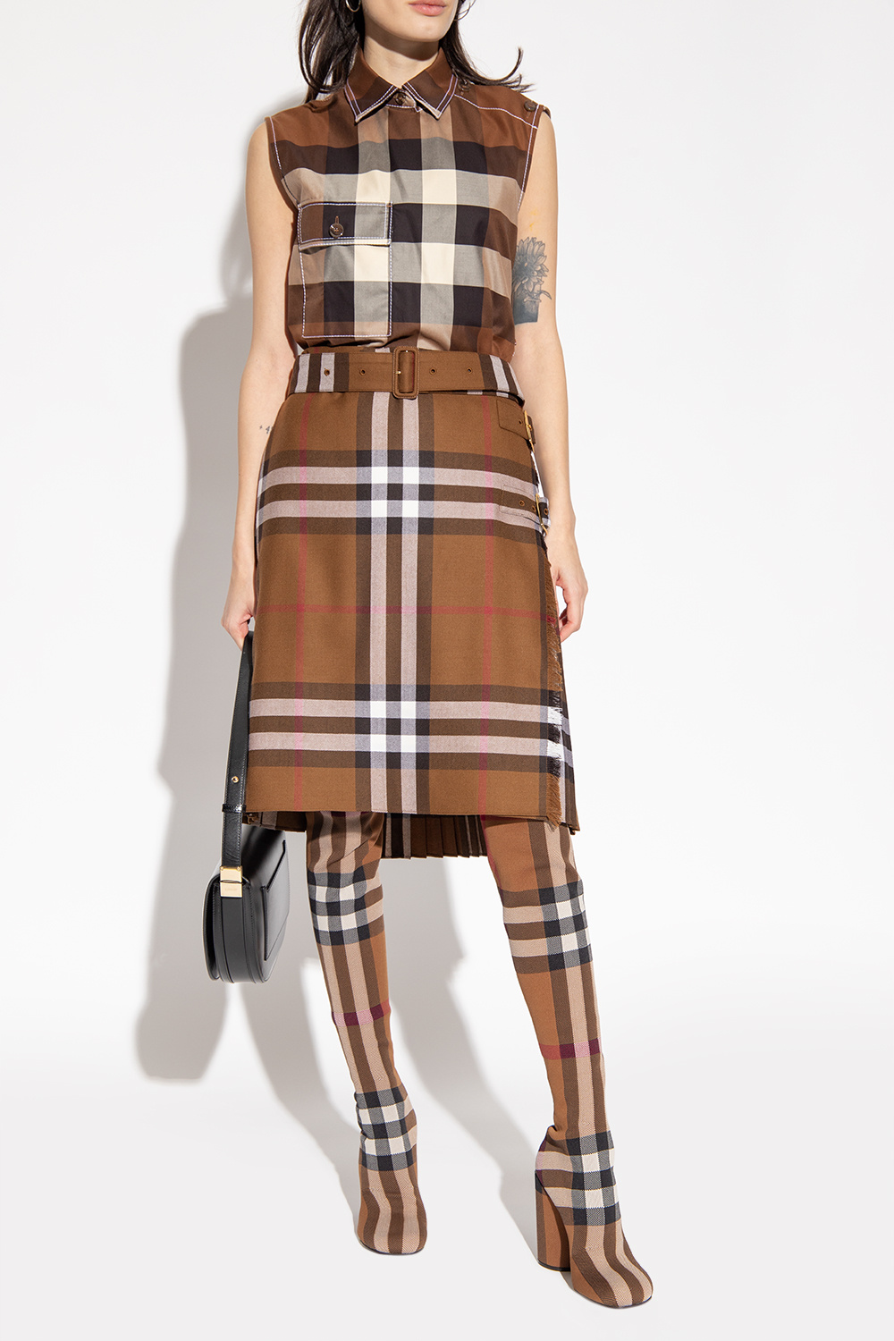 BURBERRY PLEATED SKIRT WITH LOGO - SchaferandweinerShops BURBERRY PLEATED SKIRT WITH LOGO - SchaferandweinerShops